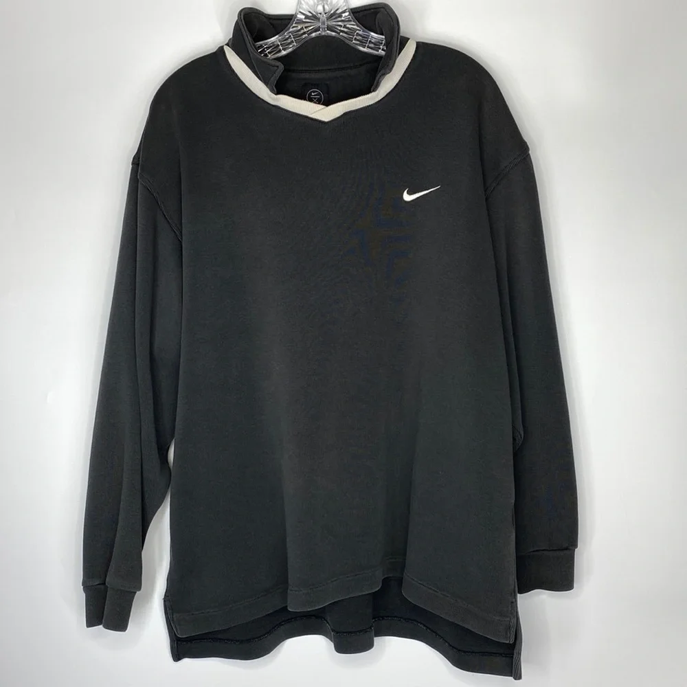 Vintage Nike Black Pullover Sweater Small White Swoosh Size XL
